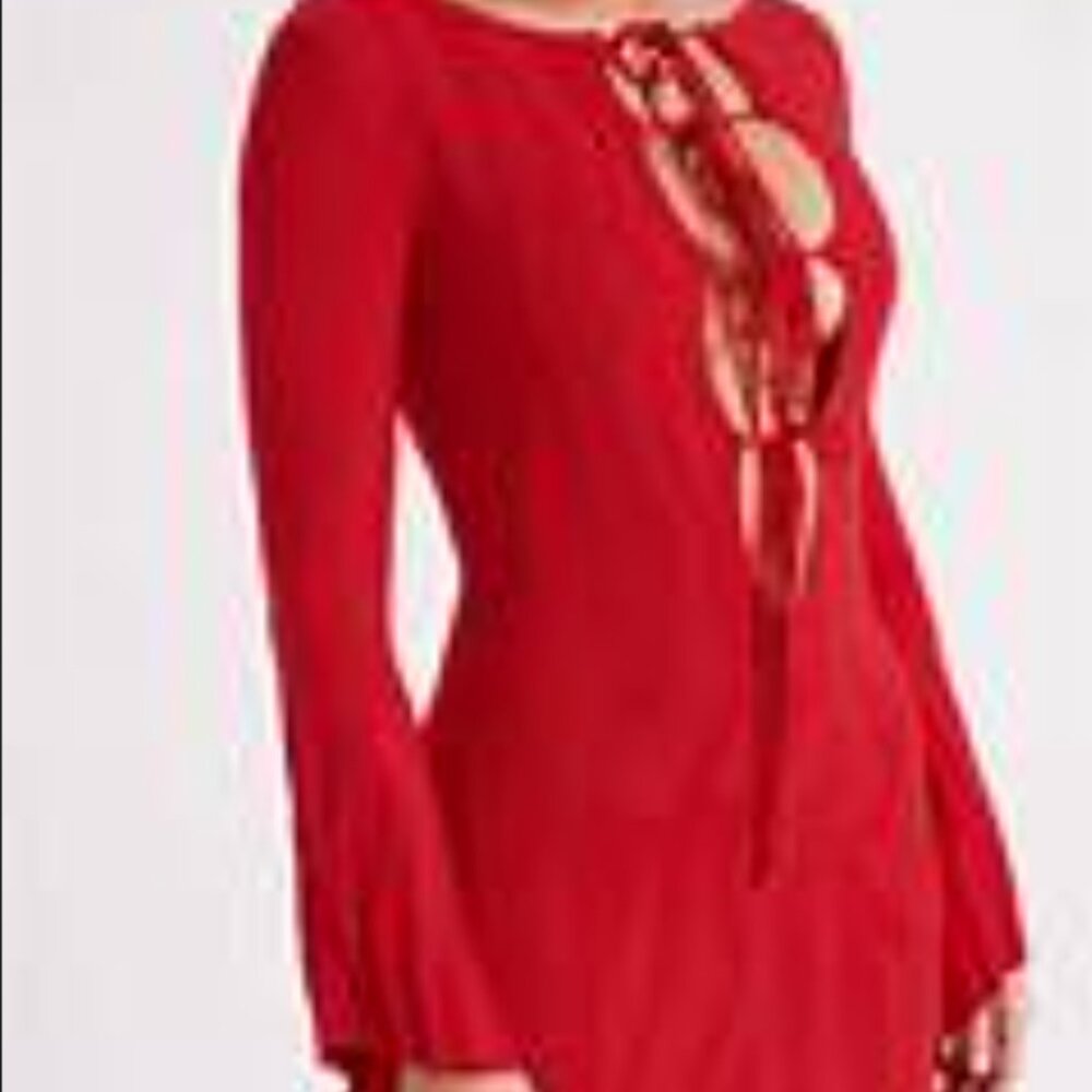 Red Meshki Brinley Long Sleeve Knit Maxi Dress (NWT)